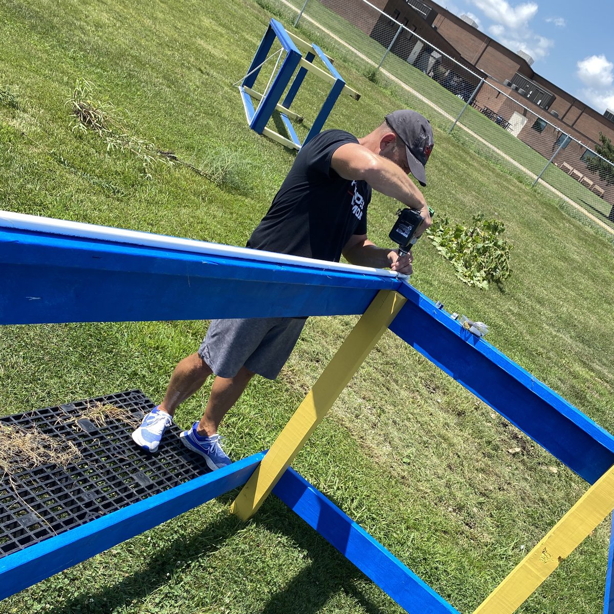 osffbc's tweet photo. A coach does more than #coach - he gets the job done! Whatever it is!! 🔵🏈🟡

@RonLitchfield may or may not know these images were taken… https://t.co/pDSyMFlUAb