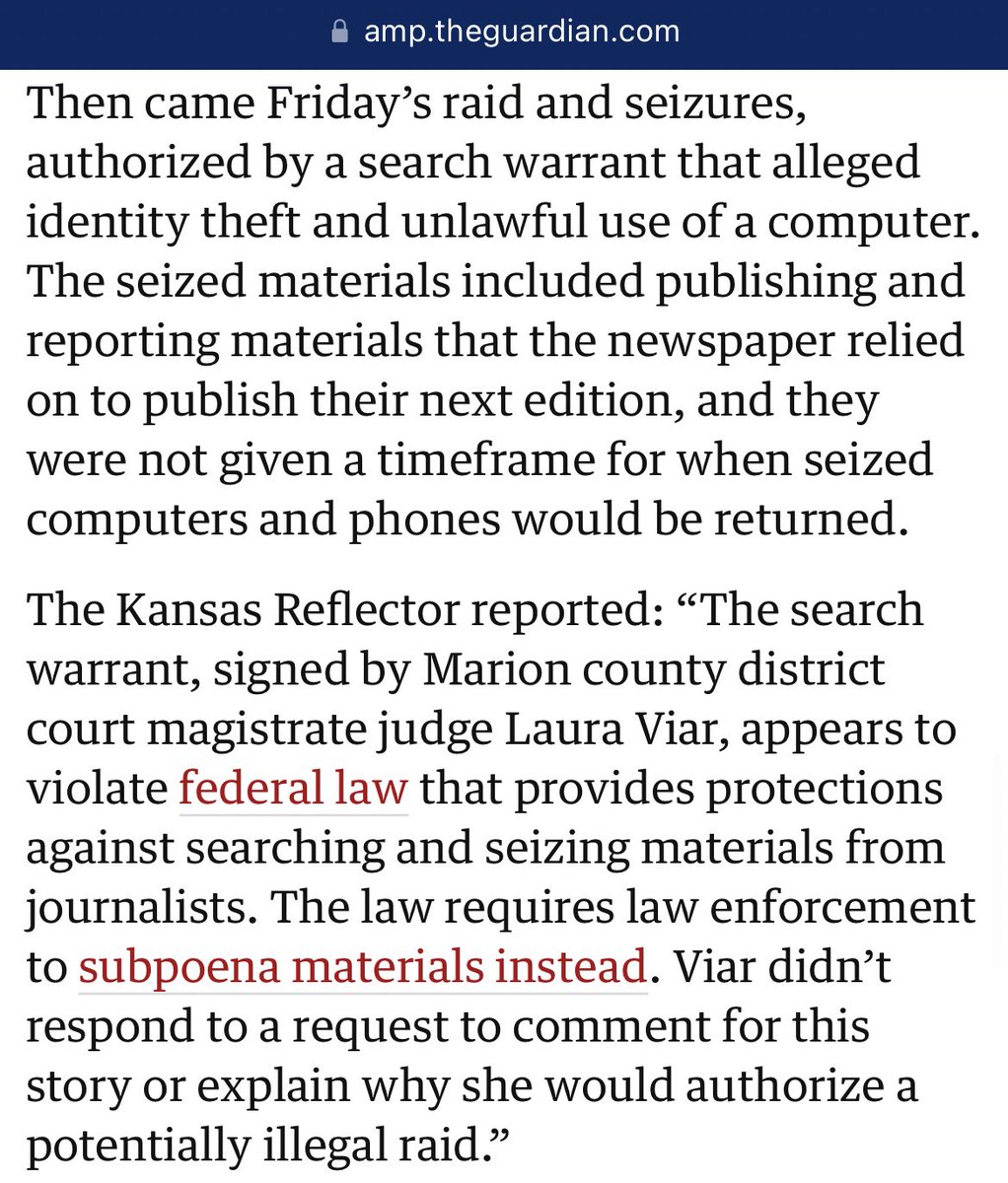 What happened in Kansas to my old journalism professor Eric Meyer and the Marion County Record — a newspaper he’s kept from the grasp of corporate vultures for decades — is 100% wrong and an attack on the free press in America.

<a href="/MediaAtIllinois/">Media at Illinois</a> <a href="/UIjournalism/">IlliniJournalism</a> <a href="/DashDeCosta/">Leon Dash</a> #Illini