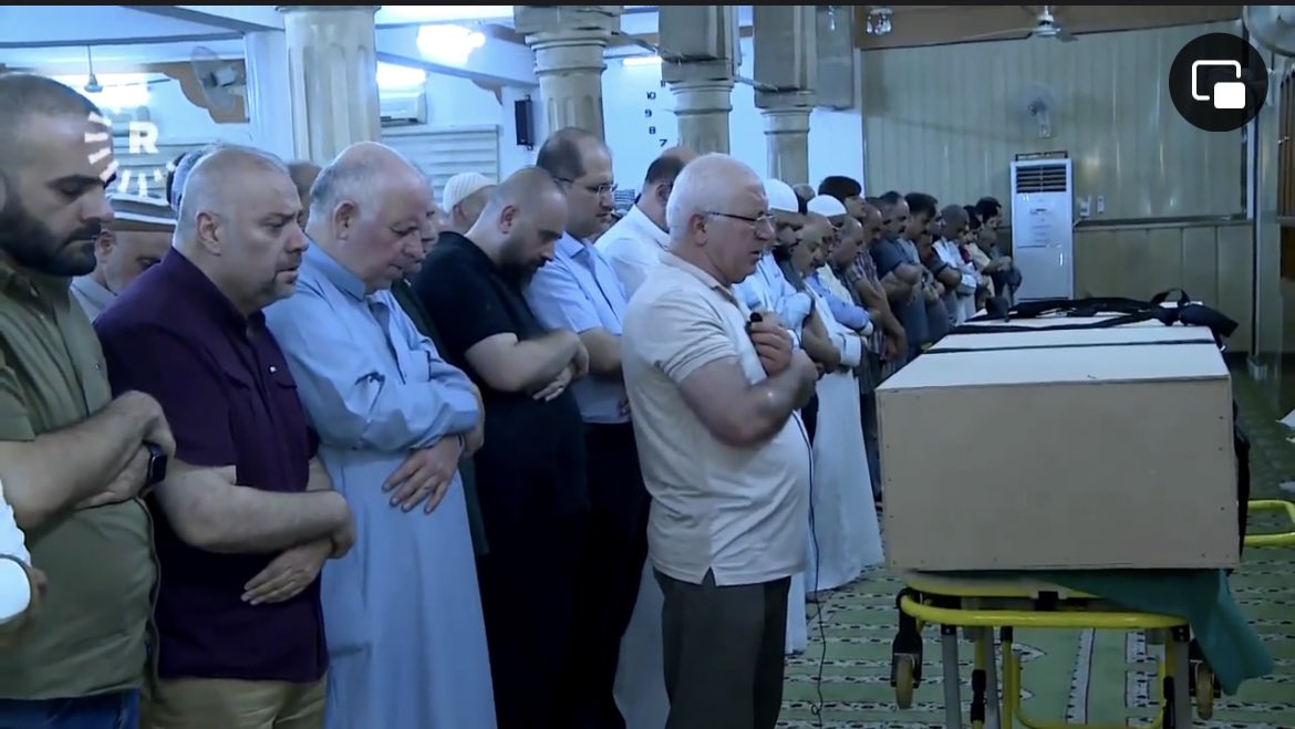 Images of funeral prayers being held in a mosque and the burial of an Asiacell employee from Mosul, who tragically lost his life, along with two others of his relatives, in the Turkish drone strike in Penjwen yesterday.