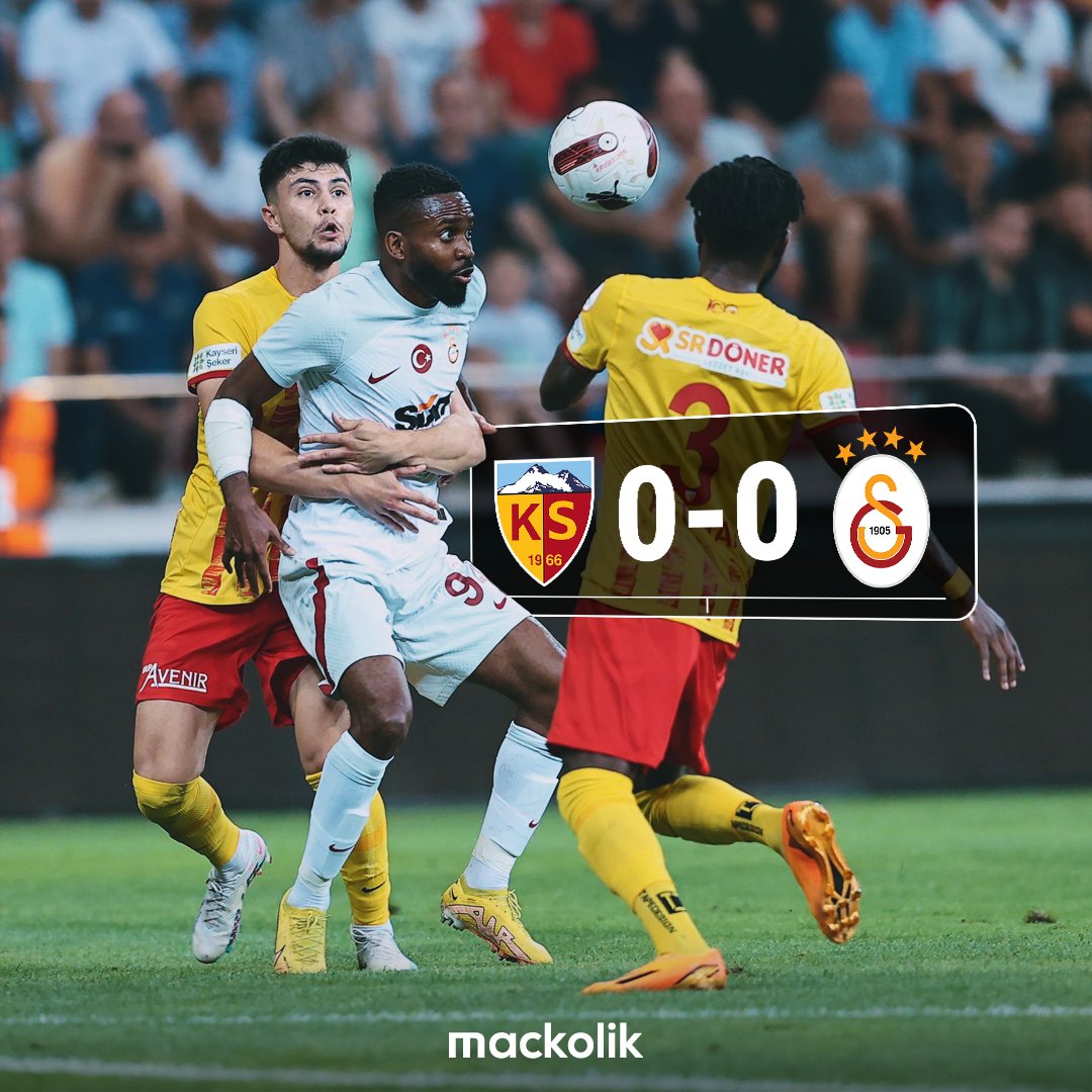 mackolik's tweet photo. Galatasaray sezonun ilk Süper Lig maçında Kayseri'den 1 puanla ayrıldı. https://t.co/XpXRJaX3Df