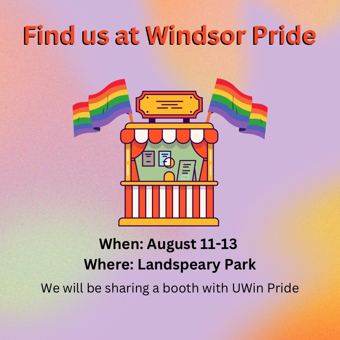queerinstem21's tweet photo. Come visit us at Windsor Pride Fest! We will be sharing the UWin Pride booth Friday (5-8PM), Saturday (11AM-8PM), and Sunday (11AM-6PM)!

Look for us in the parade on Sunday as well! https://t.co/omPgdegiJ1