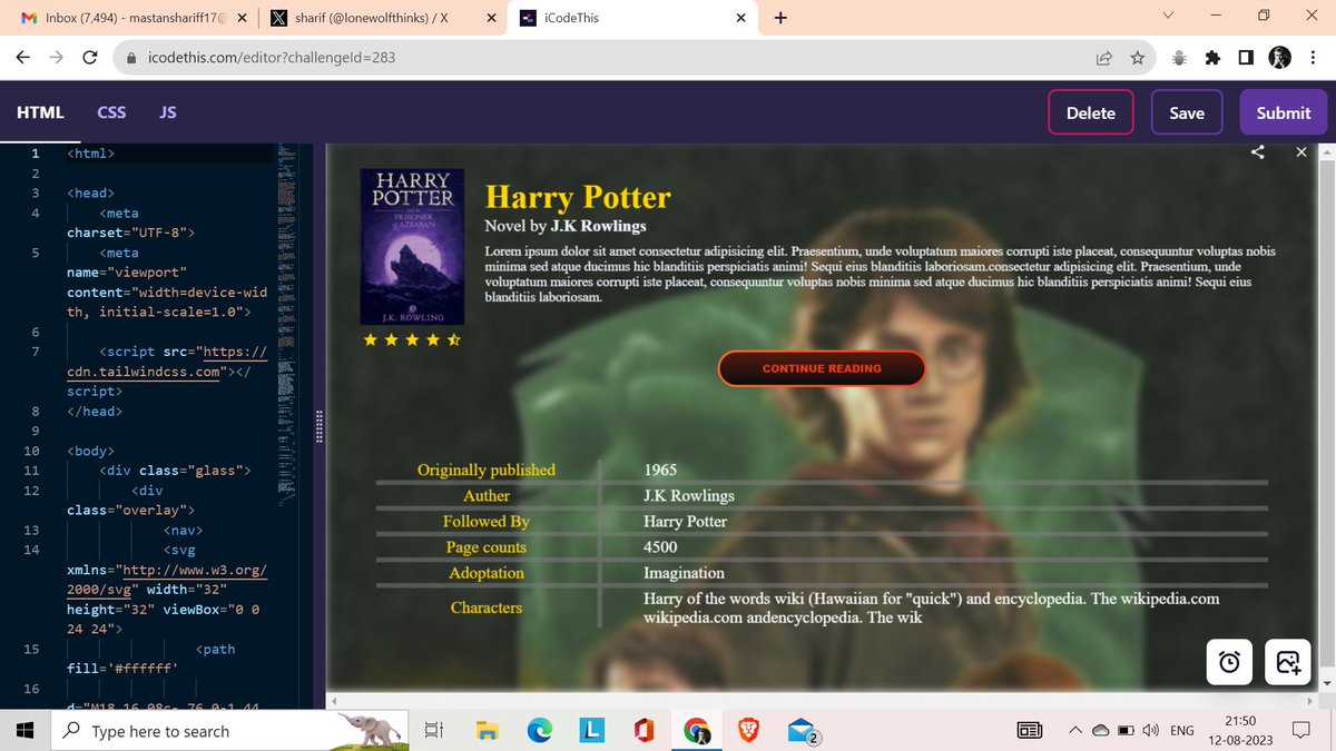 lonewolfthinks's tweet image. Completed today&apos;s book cover on @iCodeThis .
check it out here iCodeThis.com/submissions/27…
please follow me for more
#buildinpublic