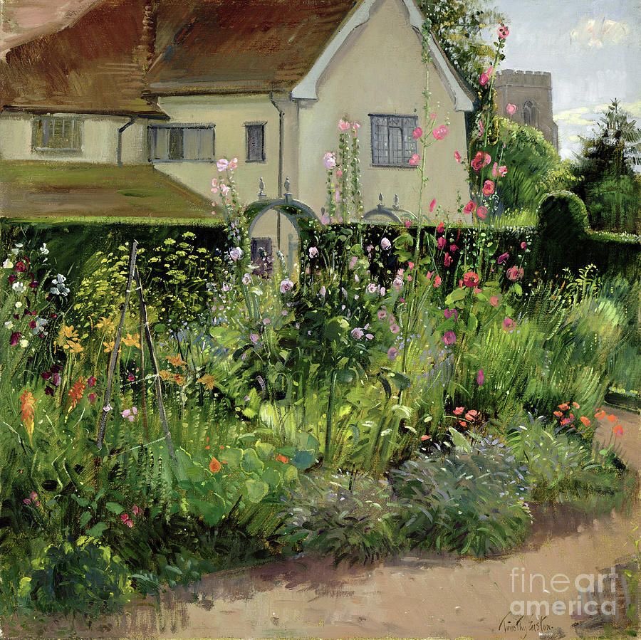 Timothy Easton 
‘A Corner of the Herb Garden ‘ I haven’t seen this one before.  Maybe I’ve just passed it by.   He’s a favourite painter,  he’s was  an artist in other genres before he settled on painting .
