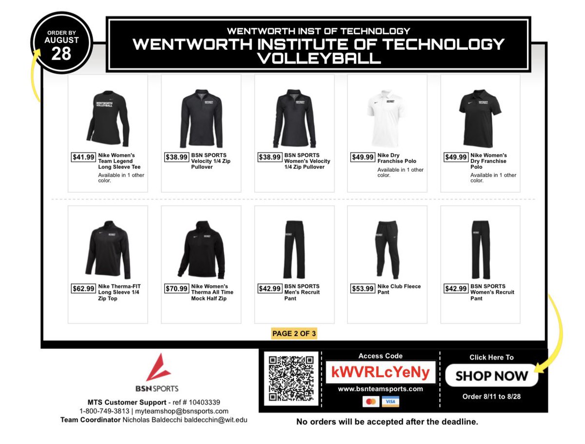 WITwvb's tweet photo. 🚨GEAR DROP🚨
Team store is live. Be sure to get your Wentworth Volleyball gear before the store closes Aug. 28th!
🔗in bio
#witwvb #wentworth #wentworthvolleyball #womeninstem #collegevolleyball #volleyball #womensvolleyball #ncaavolleyball #bostonvolleyball #diii #whyd3 #ccc https://t.co/mTCTHcrAT3