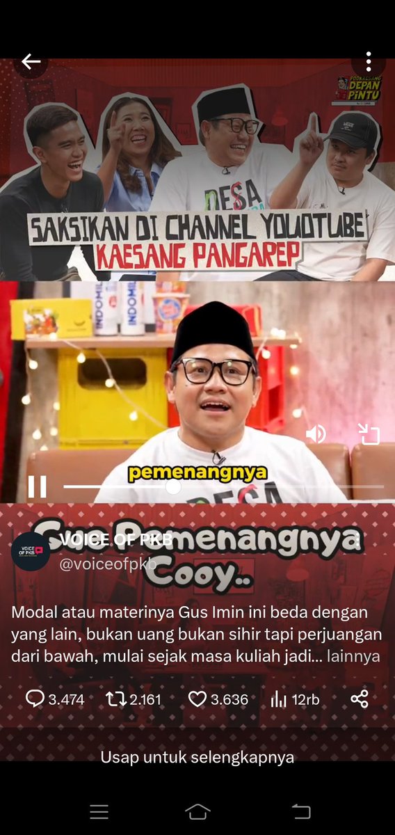 Modal atau materinya Gus Imin ini beda dengan yang lain, bukan uang bukan sihir tapi perjuangan dari bawah, mulai sejak masa kuliah jadi aktivis hingga saat ini jadi pemimpin yang visioner dan inkusif😁

#PKB1untuksemua
#GuslminPKBsatu
<a href="/cakimiNOW/">A Muhaimin Iskandar</a> <a href="/DPP_PKB/">DPP PKB</a>