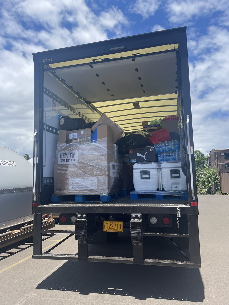 Just wanted to thank our UPS Maui team for their efforts yesterday.  They filled up Big Bob with food, water, diapers and other needed supplies and made their way into Lahaina.  We have great people who work hard at meeting the needs of our community. <a href="/UPSers/">UPSers</a>