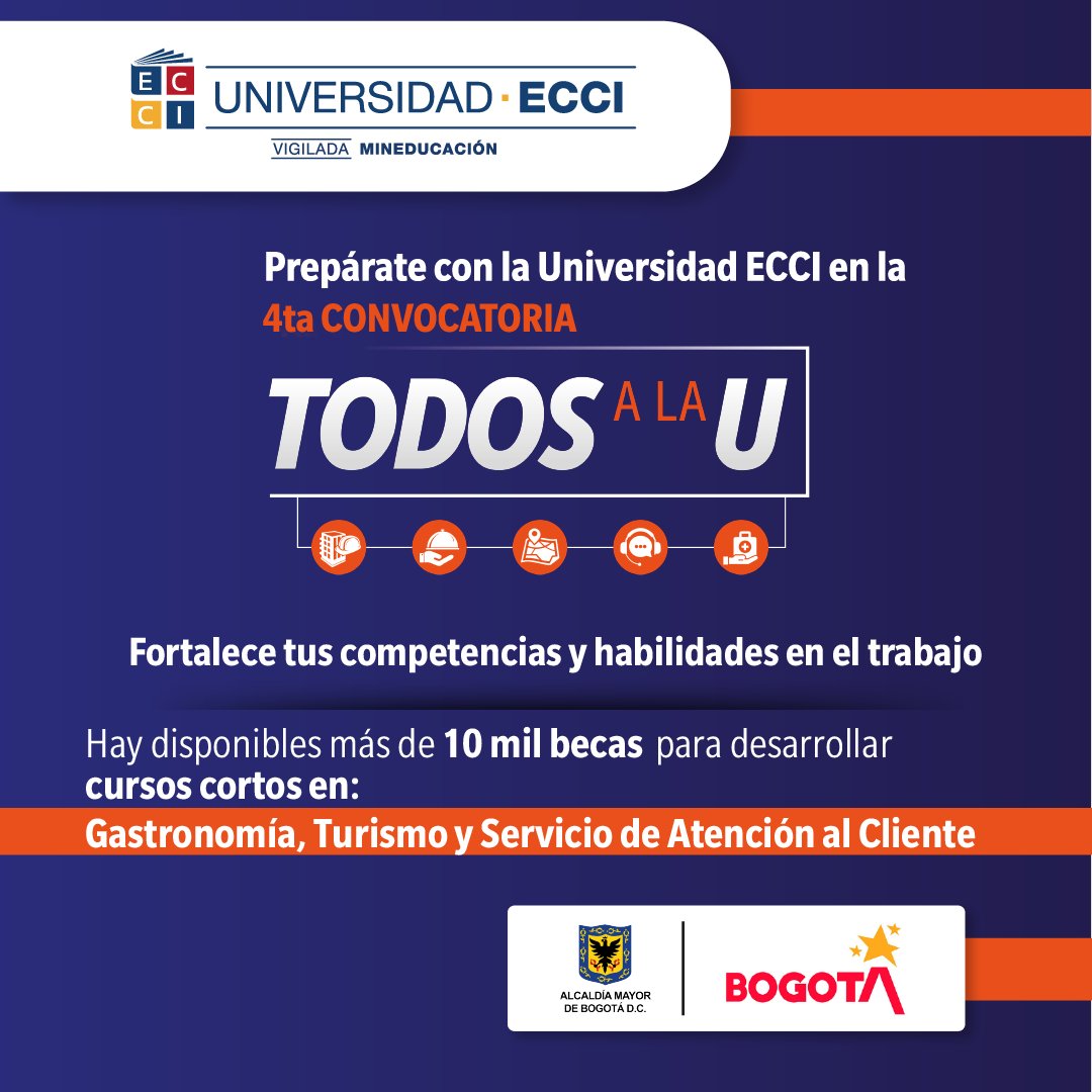 🚨Aprovecha esta nueva oportunidad de estudiar y mejorar tus habilidades para enfrentar el escenario laboral. Ya está disponible La 4ta. Convocatoria #TodosALaU

📲 bit.ly/475btoG

Gracias al trabajo de <a href="/Bogota/">Alcaldía de Bogotá</a>, <a href="/DesarrolloBta/">Secretaría Desarrollo Económico</a> ,<a href="/Educacionbogota/">Secretaría de Educación de Bogotá</a> y <a href="/AteneaBogota/">ATENEA</a>