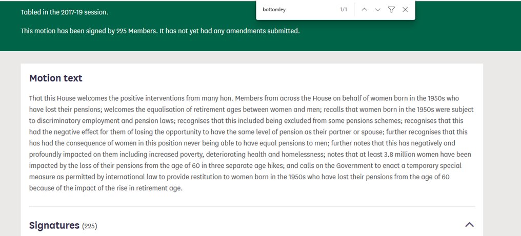 @retrowedding68 @WendyCh60491920 How very strange Angie!🤔

Especially considering that @PBottomleyMP signed #EDM2296 on 30 April 2019 in support of ALL #50sWomen 

Maybe the lure of PURPLE #WASPI blinded him?🤔 

WHY should #50sWomen be ignored or made to accept less than we worked for, less than we are worth?