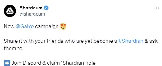 AirdropAlertAAD's tweet photo. Shardeum Galxe Campaign - claim ‘Shardian’ role

⛷️Claim HERE
https://t.co/6gdv5XkSYK

Like❤️   Retweet 🔄Follow💸 https://t.co/aqSuO1A085