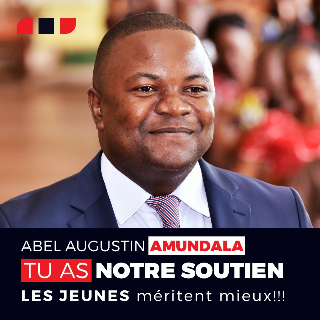 RDC: <a href="/abelamundala/">Abel Augustin Amundala</a>, candidat député national circonscription Haut-Katanga/Lubumbashi sur la liste Ensemble pour la République.

Les jeunes méritent mieux !!!
<a href="/Ensemble_MK/">Ensemble pour la République</a> <a href="/moise_katumbi/">Moise Katumbi</a> <a href="/DFCofficiel01/">Dynamique des Femmes pour le Changement</a> <a href="/Inamizi2/">Dominique MUNONGO INAMIZI'</a>