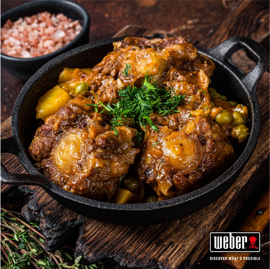 Have a sip and add a splash. 🍷

Let’s jump right in to making a scrumptiously tender and delicious meal, that’ll keep both bellies and hearts full!

Try our Sticky Oxtail in a Red Wine Sauce here:
weber.co.za/recipes/sticky…

#weberbraaisa