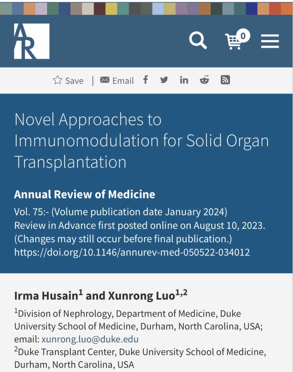 Duke Kidney (@dukekidney) on Twitter photo New from <a href="/husairma/">Irma Husain</a> and <a href="/luo_xunrong/">Xunrong Luo</a>
in <a href="/AnnualReviews/">Annual Reviews</a>
Novel Approaches to Immunomodulation for Solid Organ Transplantation
annualreviews.org/doi/10.1146/an… New from <a href="/husairma/">Irma Husain</a> and <a href="/luo_xunrong/">Xunrong Luo</a>
in <a href="/AnnualReviews/">Annual Reviews</a>
Novel Approaches to Immunomodulation for Solid Organ Transplantation
annualreviews.org/doi/10.1146/an…
