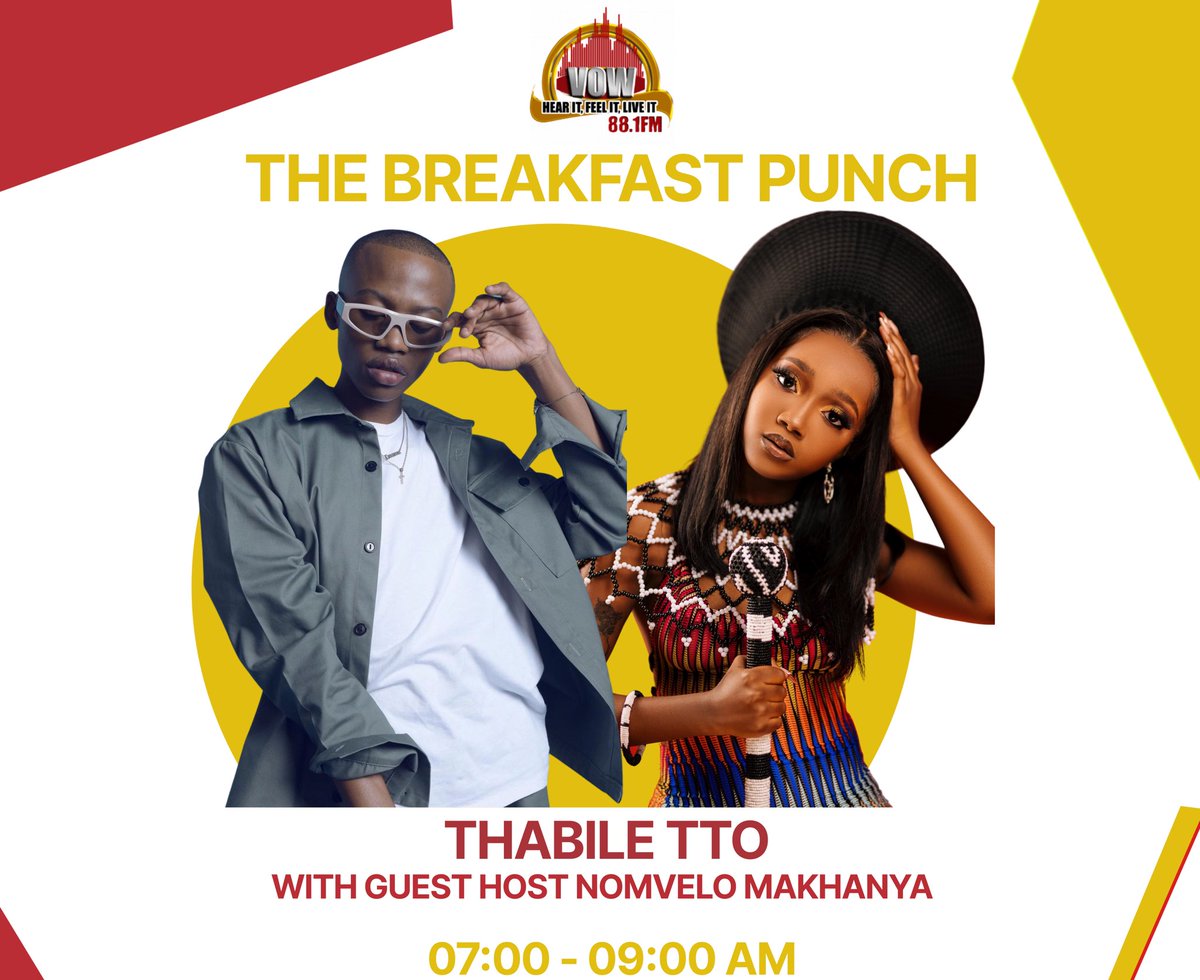 Thabile_TTO's tweet photo. #BreakfastPunch | ๐ฅ
Closing your weekend off in style with ICONIC Fashion Designer @gertjohan โ๏ธHe gives us the scoop on #MissSA & all the fashion๐ชฉ
โข
๐ฒ: 074 577 9461
LIVE 7AM-9AM with @Thabile_TTO @_MveloMakhanya
๐ป: 88.1 | https://t.co/kxS1Q7Afz7 https://t.co/BDQ1BSu5jz