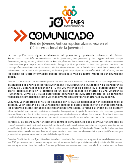 NoMasGuiso's tweet photo. #ELCambioEsPosible |🔍 En el #DíaInternacionalDeLaJuventud, jóvenes y organizaciones, unidos, alzan su voz contra la corrupción y se comprometen a luchar por el cambio que el país demanda. 
¿Conoces sus propuestas? Entérate aquí #JuventudAnticorrupción 

https://t.co/yzXlhQQhc8 https://t.co/09vwqiZlc8