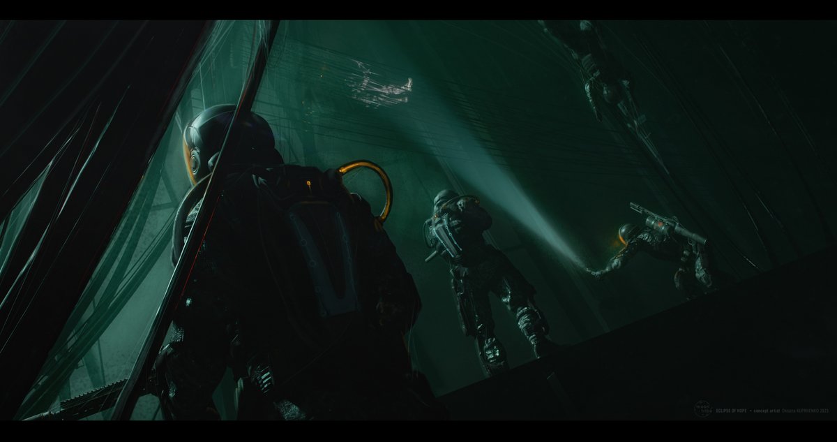 'Eclipse of Hope' keyframes.
<a href="/MoonTribeStudio/">Moon Tribe 🇺🇦</a>
 #cgi #illustration #3D #2d #blender #blenderartist #ArtStationHQ #scifiart #horror #gameart #gamedev #scifi