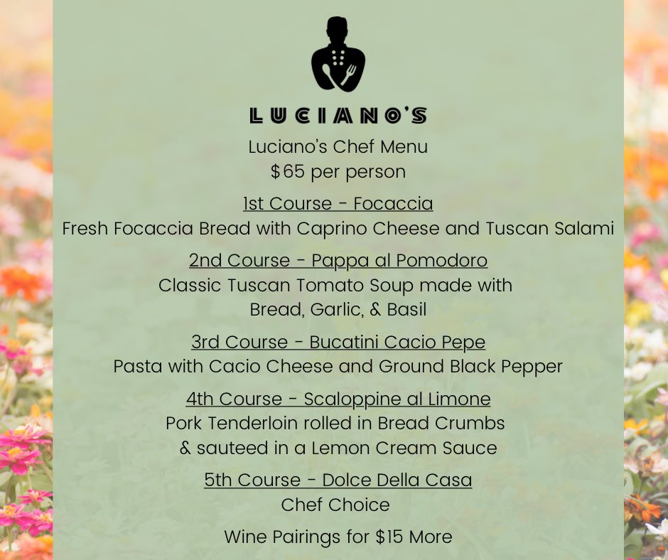 If anybody’s out xhere - and would like to know about our chef menu for this weekend - You can make a reservation for this deliciousness at 316-777-0045.