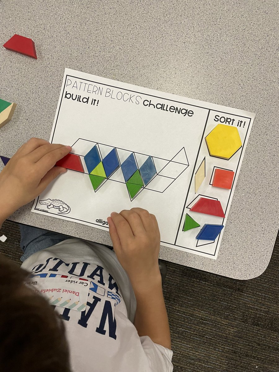 AStinsonAT's tweet photo. Back in kindergarten and it feels so good. 🥹❤️ We explored with some pattern blocks yesterday! 
@HumbleISD_FE https://t.co/XH1pPsAhIE