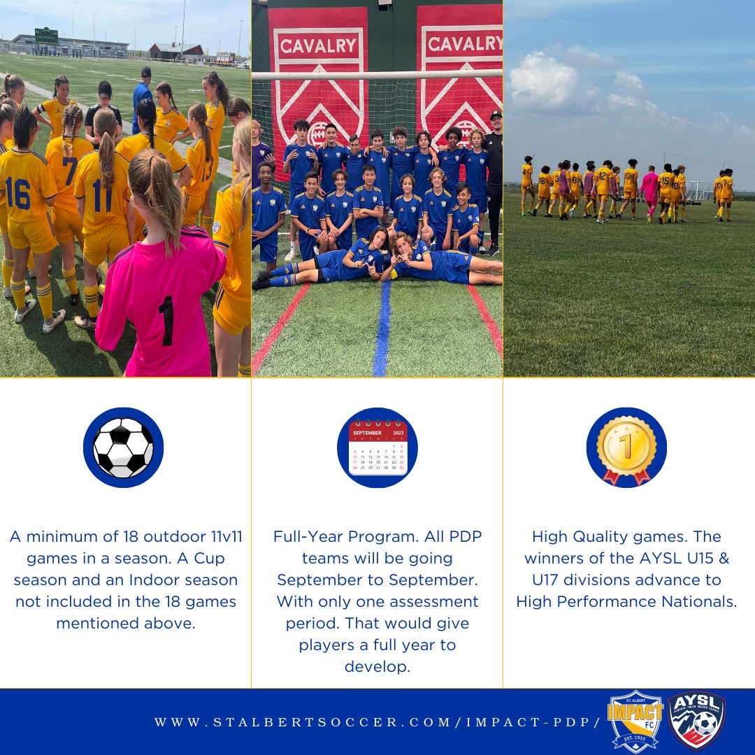 SASA_Impact's tweet photo. 🔥 Some facts about the new AYSL - PDP (Player Development Program) season.
Find out more information at https://t.co/Os4AifAQh1
Register for our placements, August 28,29 & 30, here: https://t.co/GvrgIGecjT
#ImpactTheFuture #stalbertsoccer #aysl https://t.co/FPBIMNsrF7
