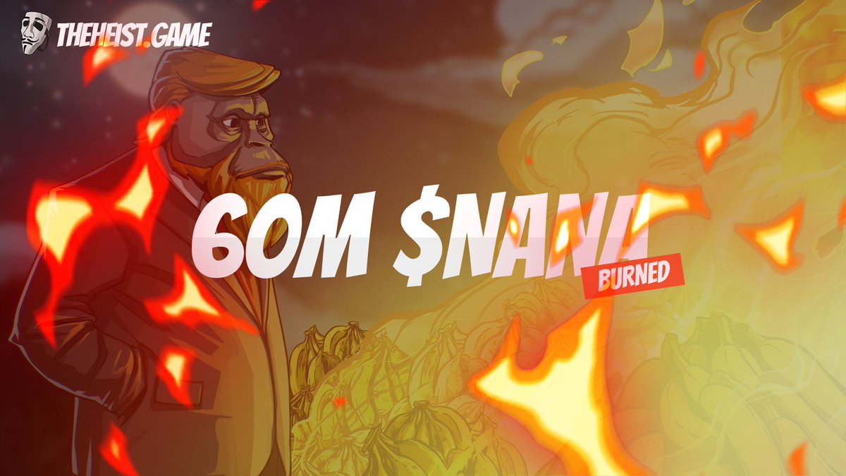 playtheheist's tweet photo. 60 million $NANA ($770k) have been sent to the incinerator, for the final burn of Season 1.

63% of overall $NANA supply has been burnt since our game's inception.

The burns continue in Season 2; never enough🍌 https://t.co/LfLqPJmfWf