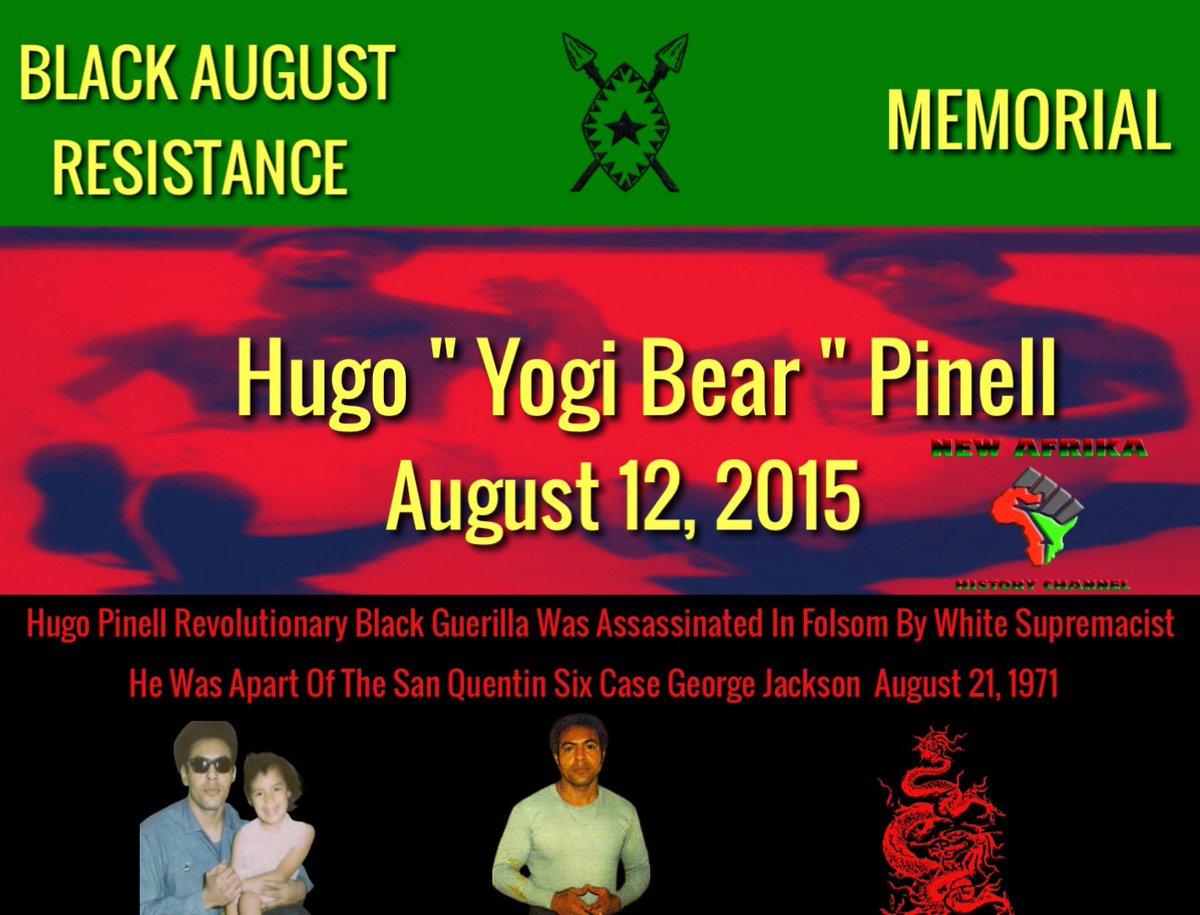 Haki_Shakur's tweet photo. #blackaugust Hugo β Yogi β Pinell Revolutionary #BlackGuerilla π¦ was assassinated on this day 8 years ago in Folsom Prison by White Supremacist. He was apart of The San Quentin Six August 21,1971 Rebellion Case.
#blackaugustresistance
#blackaugustmemorial
#hugopinell https://t.co/ruE8ptKPyH