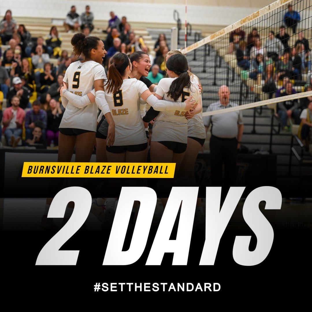 We are just 2 DAYS AWAY!!!!!!!

Time is running out to register, BUT THERE’S STILL TIME LEFT! Head on over to burnsvillevolleyball.com for registration info and more about the 2023 season. Come join our Blaze Family!
#setthestandard