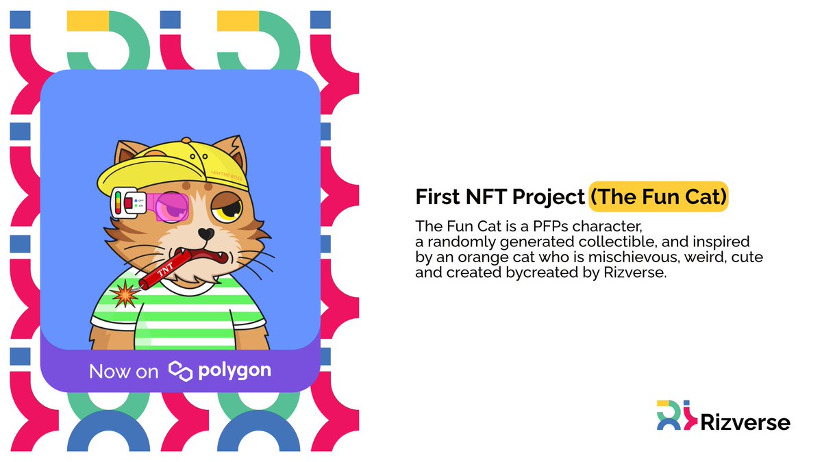 The Fun Cat on Polygon!
✨ A collection of unique, weird and funny cats.
✨ Powered by Polygon technology that delivers fast transactions and low fees.
✨ Owning an NFT just got more fun with the timeless cat theme.
#onPolygon #NFTProject #NFTCommunitys #Rizverse