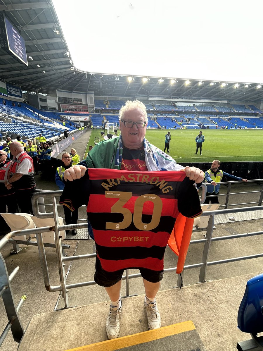 <a href="/Qprireland/">IrishRs(Superhoops)</a> <a href="/qpr/">QPR FC</a> Great day out in Cardiff…a win away far to rare, so always enjoyable. Brilliant end to the day when Sinclair Armstrong made his way over to my Irish Rs tricolour 🇮🇪 and gave me his #30 shirt after a great MOTM performance. URRRs 🇮🇪🔵⚪️🔵⚪️🇮🇪