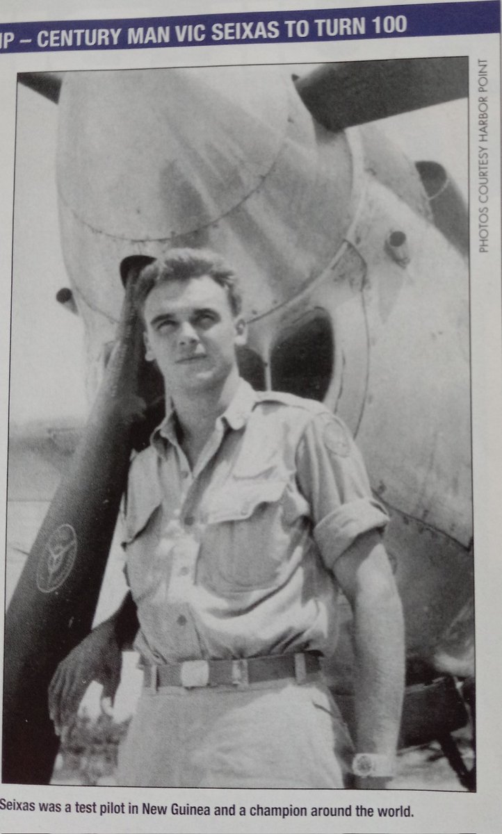 Vic Seixas won @Wimbledon in 53, US title & Davis Cup in 54 but before that this Philly plumber's son was Army Air Test pilot in New Guinea in WW2. A quiet much loved hero in many ways Vic will soon be 100. #HarborPoint photo