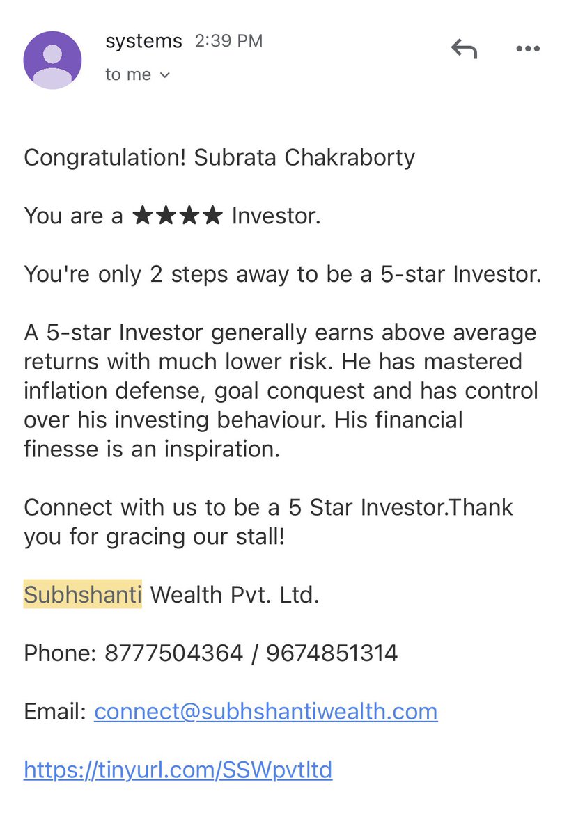 ChaksTalks's tweet image. Are you a 5 star investor?
You can take the test and see for yourself! 

I ended up with a 3 star. And I know exactly how to add the ⭐️ ⭐️.

Amazing concept and execution team SubhShanti Wealth. Exited and lucky to be a part of the journey!

@sudip2185 @HiimAjit wonderful inputs!
