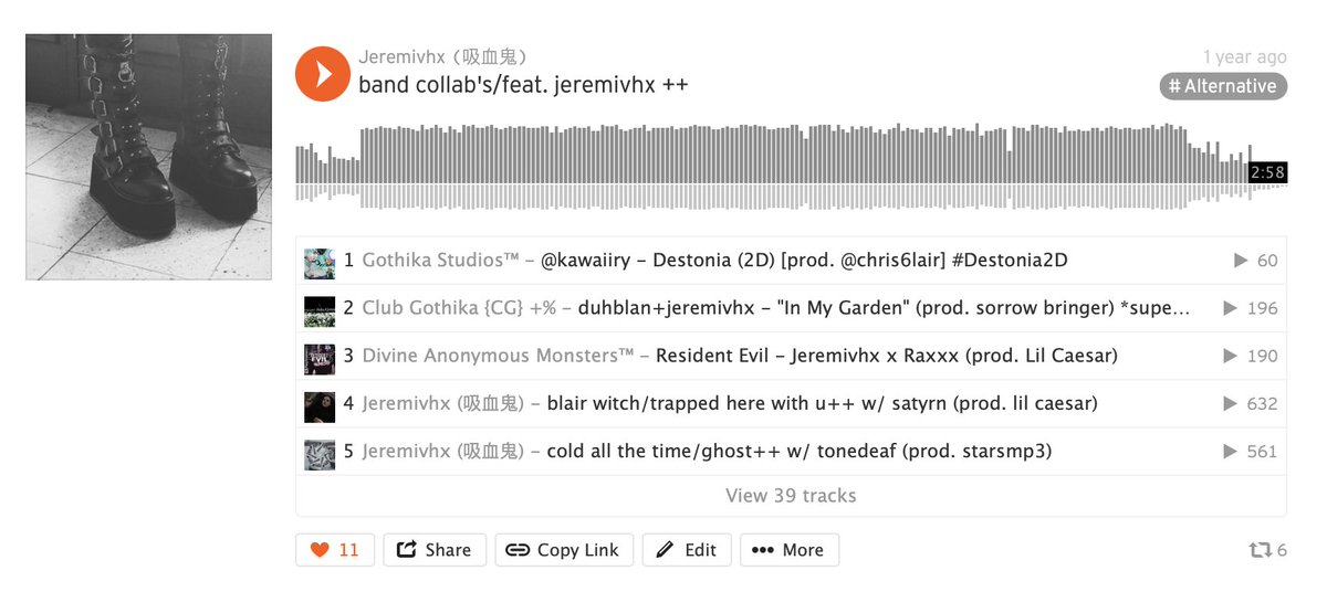 a playlist of collabs i did w/ some of my fav artists, tune in!++

<a href="/duhblan/">blan</a>, <a href="/senseiraxxx/">狼</a>, <a href="/apt9charlie/">apartment9☆</a>, @tonedeafsound, <a href="/ry2kawaii/">Kawaii Ry ひ Big Texas</a>, <a href="/Satyrnn_/">시노 젠</a>, @grapesremixed, <a href="/starsmp3/">^__^</a>, <a href="/EmptyAnnex/">😈 BBL GEISTY 😈</a>, <a href="/wavvvydan/">✨</a>, <a href="/JimmyReaper1/">Jimmy Reaper⛈️</a>, @creepybuggirl, @boyywassabi, sukie, &amp; more!

soundcloud.com/jeremivhx/sets…