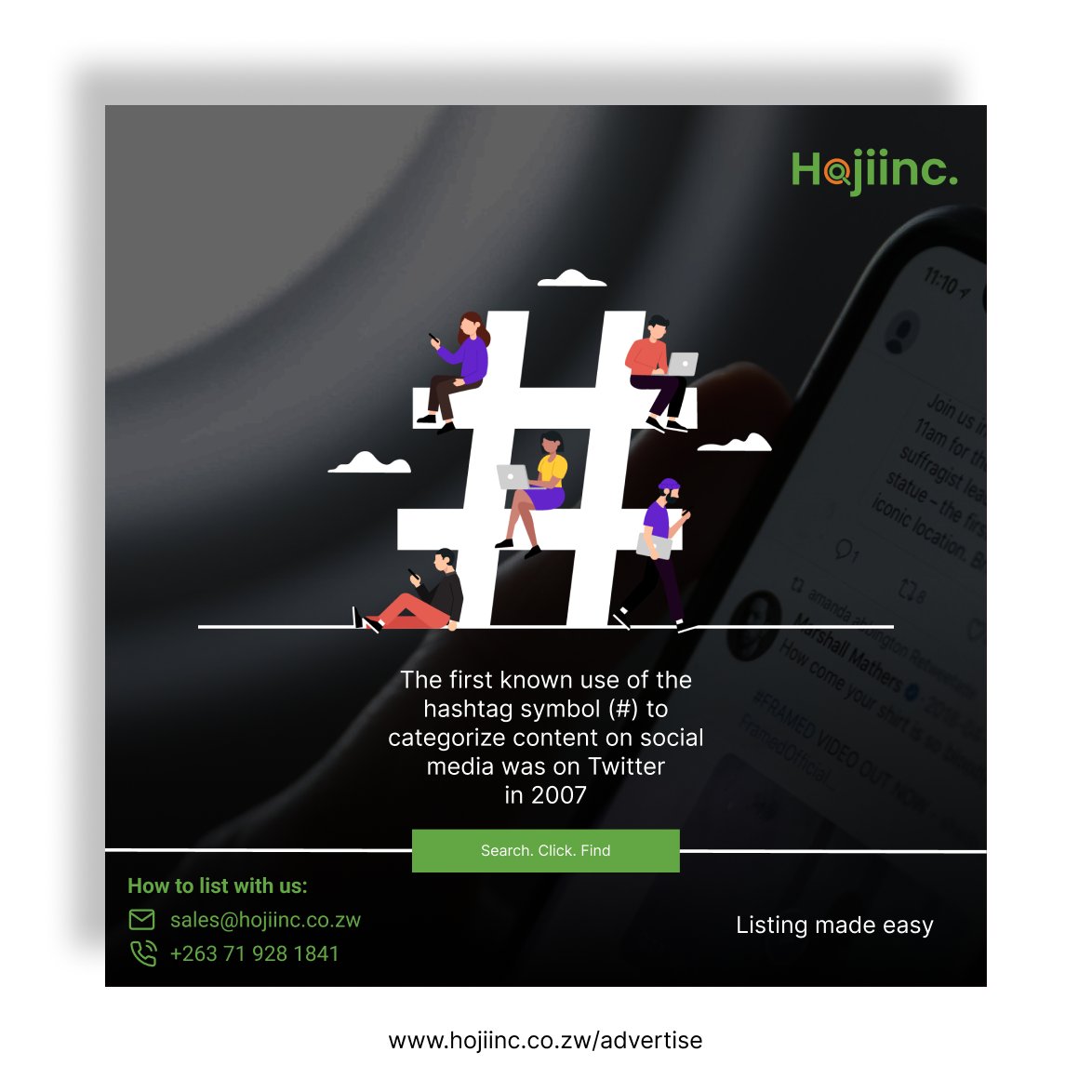Hojiinc's tweet image. The first known use of the hashtag symbol (#) to categorize content on social media was on Twitter in 2007.

#hojiinc #twitter #eDirectory 

Get registered on: hojiinc.co.zw/advertise