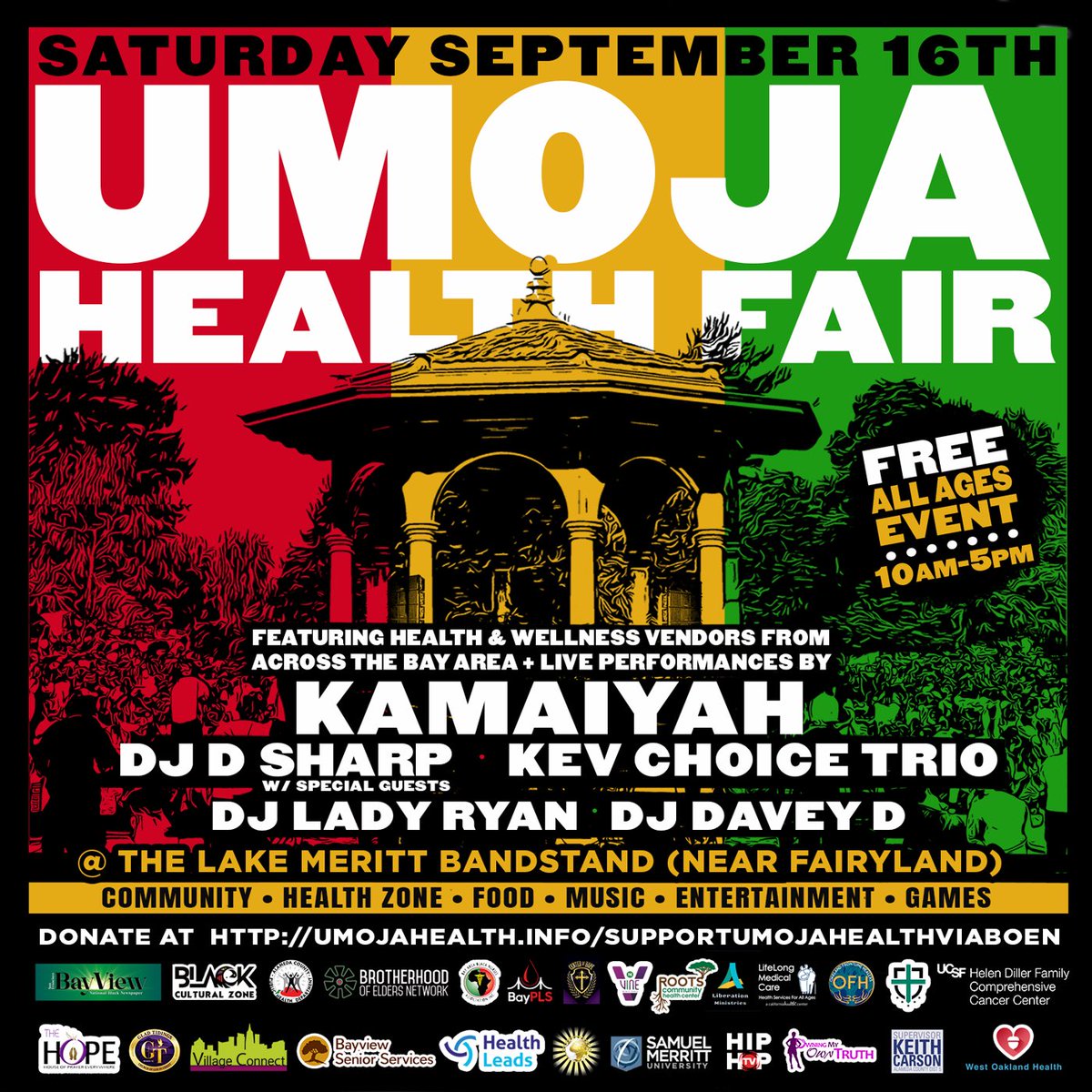 JOIN US Saturday, Sept. 16th as we celebrate our 3rd annual UMOJA HEALTH FAIR @ Lake Merritt. Free