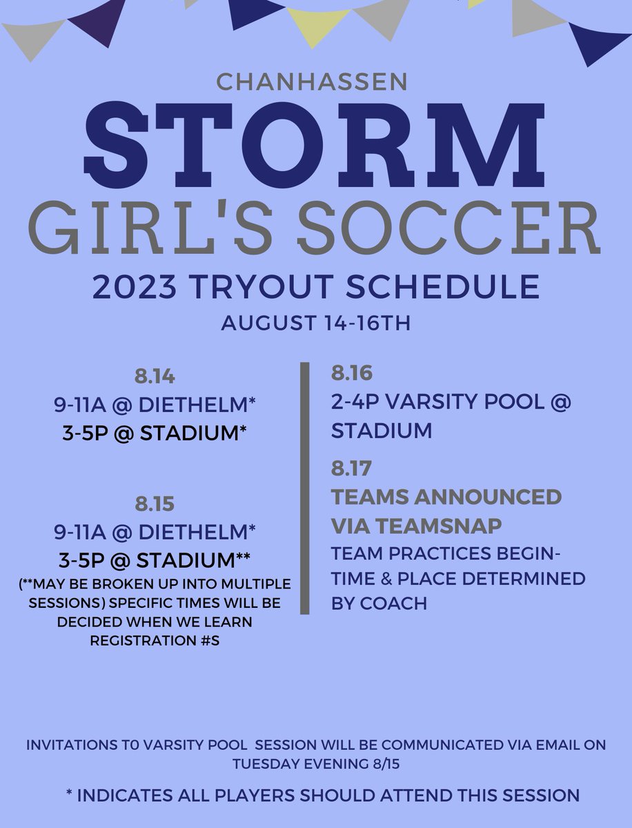 🚨2023 TRYOUT SCHEDULE🚨 We are so excited for this season and can’t wait to see you all there!!💙💛🌩️