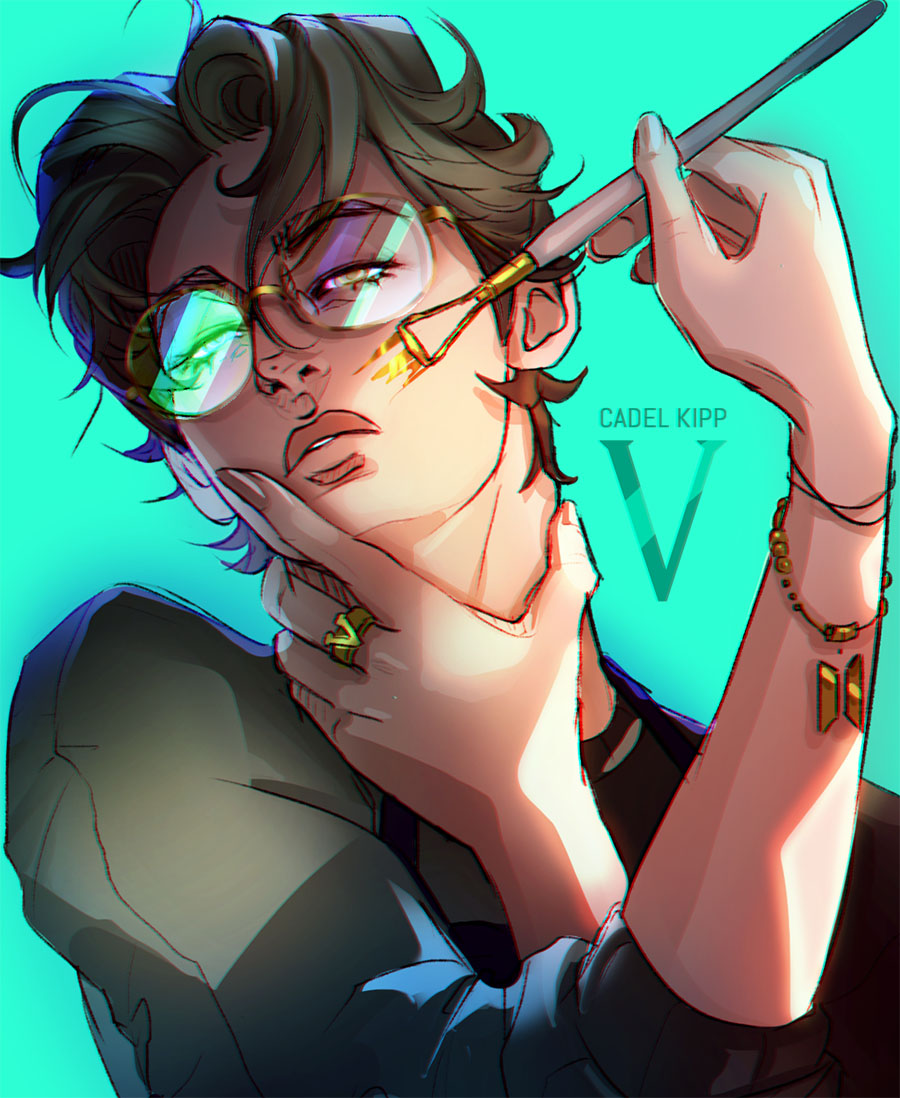 male focus 1boy glasses solo jewelry bracelet brown hair  illustration images