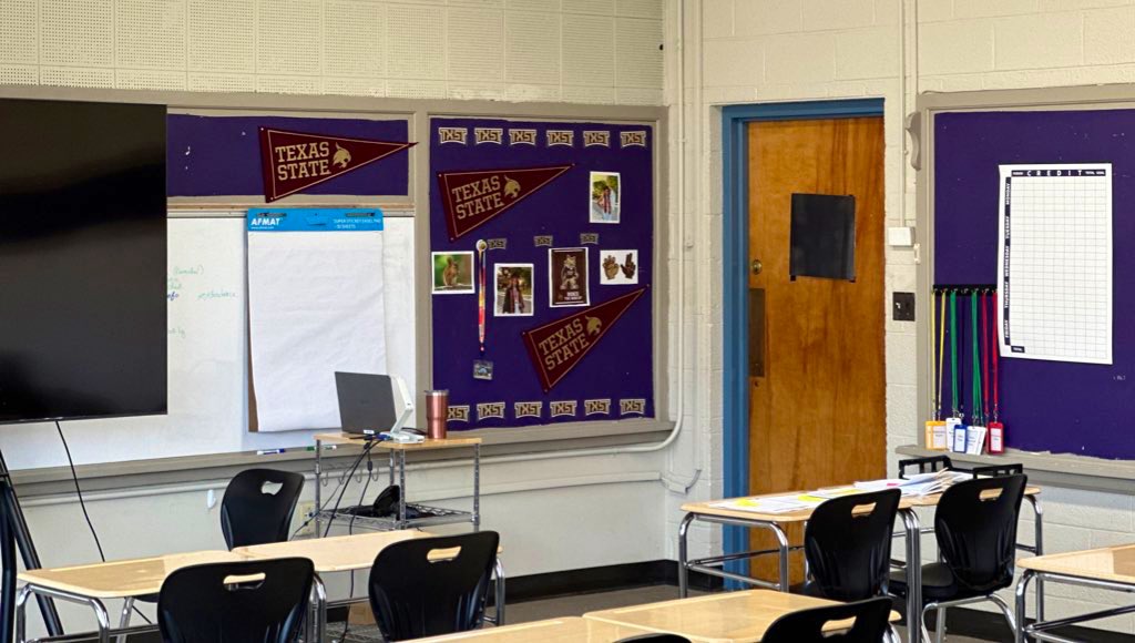 MaishaFarzana9's tweet photo. Shoutout to @txst University Marketing for sending me the #txst swag box π¦ in a timely manner! I was able to decorate my classroom with a true bobcat spirit on week 1 & my students love it! #GoCats πΎ #teacher #classroom #txstpride #middleschool @DevEdTxSt @TXSTGradCollege https://t.co/SwWaRS6rRT