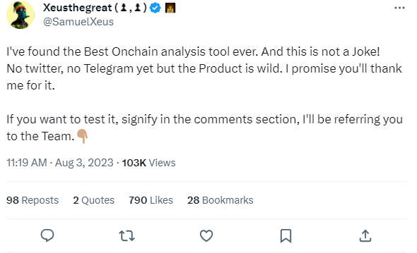 Oreoluwa__137's tweet photo. THIS IS THE BEST ON-CHAIN TOOL EVER, OPEN THIS FOR EASIER ONCHAIN ANALYSIS
Want to make profitable gains trading meme-coins?
OR
Looking for the next big alpha that could skyrocket in the long term?

With @0xHuntBot ,a tool recommended by  @SamuelXeus , whatever you seek on-chain https://t.co/WhWok6Vihz