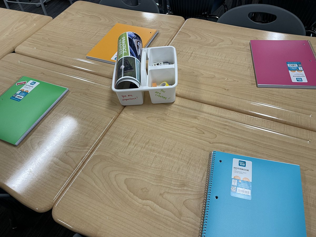 CarlyMaloney8's tweet image. Fun “first day” activity! Decorating writing notebooks for the year like vision boards! A way for students to make inferences about each other’s &amp;amp; share why they personalized notebooks the ways they did. Adds to the class community &amp;amp; provides students choice! #TeachInDavis