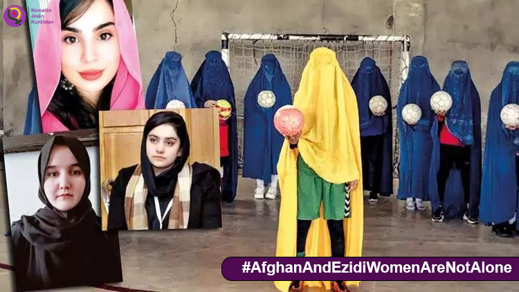 We must stand in solidarity with all women, especially Yazidi and Afghan women, who are living under this oppression, and we must increase our organisation, self-defence and activism through the unity of women. #AfganAndEzidiWomenAreNotAlone