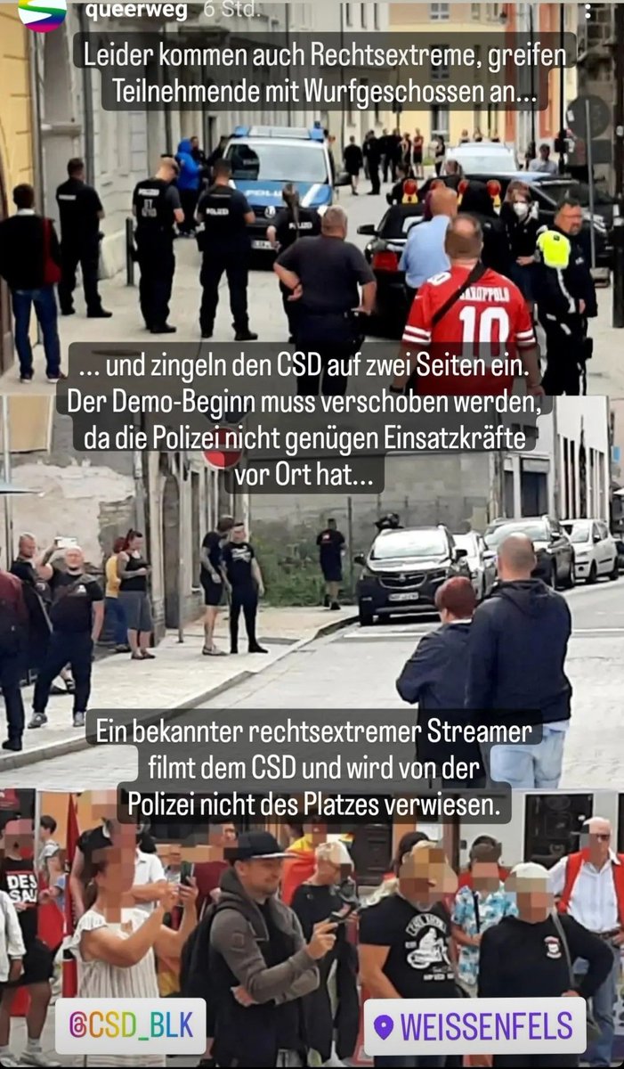 OmasGegRechtsLE's tweet photo. #le1208 #Weißenfels #CSD
Die braune Kehrseite der heutigen CSD-Medaille auf den Punkt gebracht von @QueerWeg.
Der rechte Mob bestehend aus ca. 25 Faschos konnte das bunte CSD-Fest aber nicht wirklich stören. Wir haben einen super Tag mit tollen Menschen in Weißenfels erlebt. 🏳️🌈 https://t.co/IM2PhxMFrR