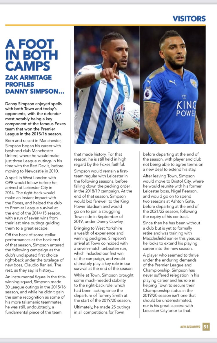 SportWriterZak's tweet photo. Absolutely delighted to be contributing to the @htafc match day programme this season! 

Since being a kid it’s been part of the match day routine to buy a copy before the game, so to see my name and work in there is quite surreal. 

#htafc 💙 https://t.co/Azbw1mPmJj