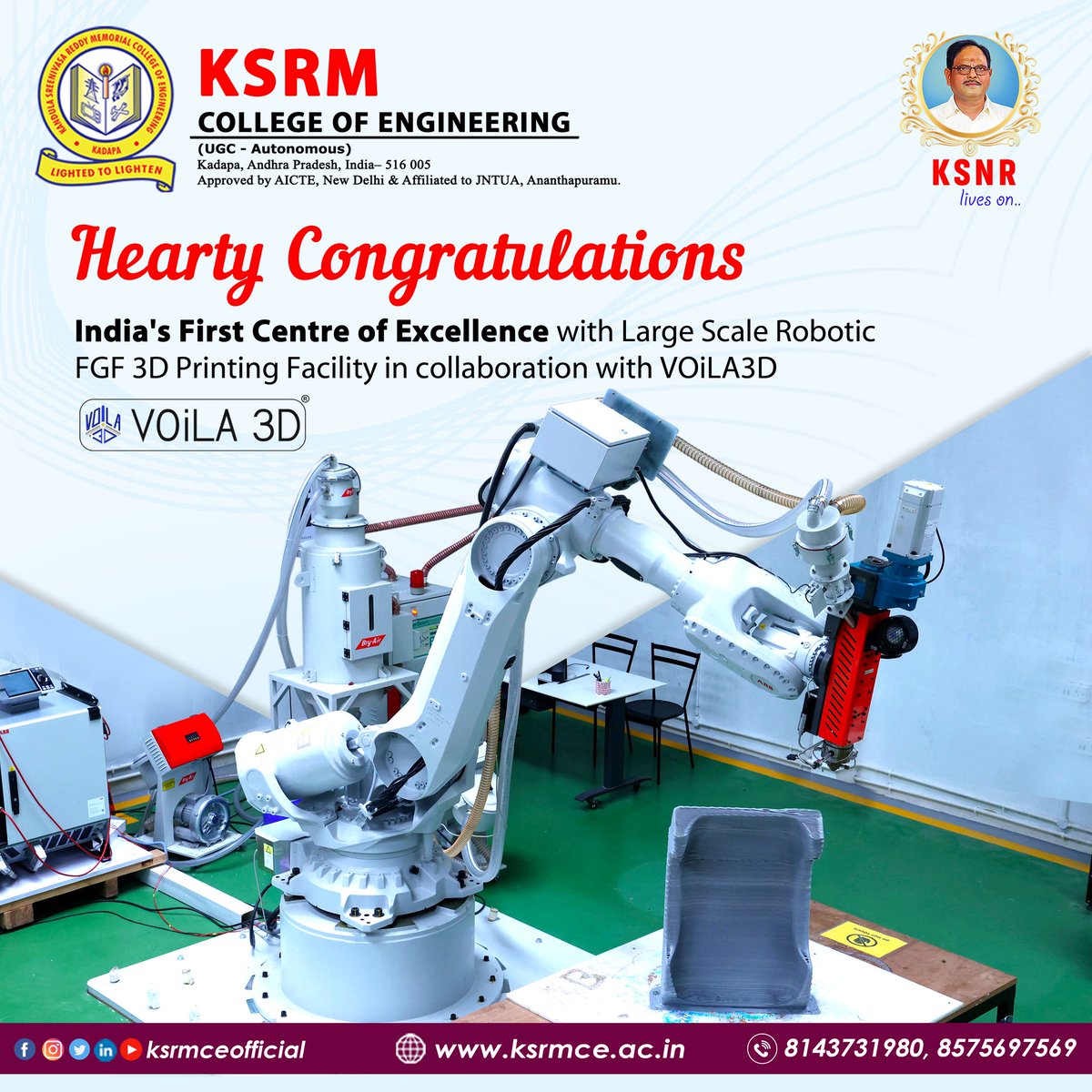 ksrmceofficial's tweet image. Congratulations

#ABBrobotics
#3dprinting #FGF
#additivemanufacturing #voila3d #ksrm #ksrmvoila3d #ksrmce #kandulagroups #ksrmhs #Engineering #kadapa #aicte #jntua #IntiativesofMHRD #ugc #iic