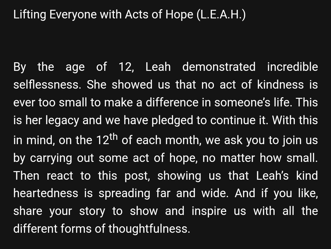 yogip748's tweet photo. Lifting Everyone with Acts of Hope (L.E.A.H.) https://t.co/rF0Hkn8QLl