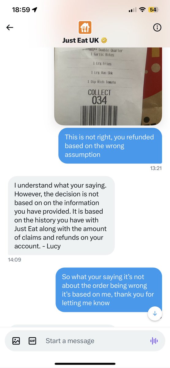 TheRealSDent's tweet photo. Let everyone know @JustEatUK know their wrong but won’t refund people because of people recent order and the company can get it wrong and they don’t care as long as they get your money #crooks https://t.co/gNXAGsWVzQ