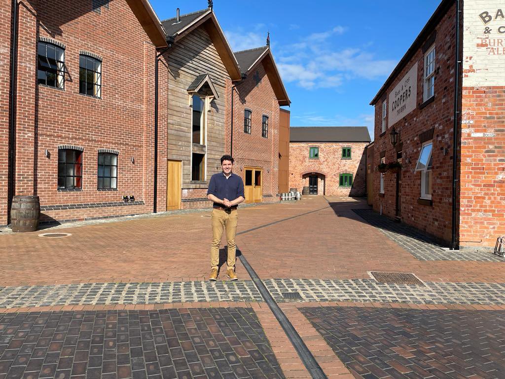 HuwMerriman's tweet photo. #summerrailtour to Staffordshire. In Stone, I dropped into @CrownWharf theatre, which is nearly complete. Thanks to Trustee Leo Capernaros and Cllr Jill Hood for showing me around the complex. Part-funded by HS2 in recognition of the impact on the local community https://t.co/qADXQKRcmg