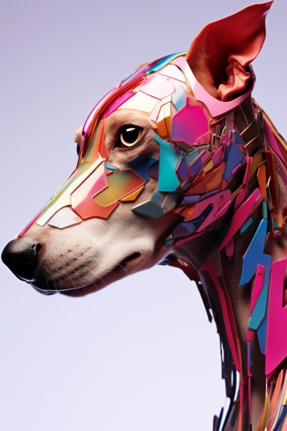 cesar20984's tweet photo. "Within the digitally painted strokes of Picasso's legacy, the canine spirit dances — a luminous skin echoing pop-art futurism. Its kinetic sculpture form, alive with topaz eyes, challenges our perception and redefines reality. In hyper-detail, we glimpse tomorrow. #FutureIsNo https://t.co/NjiLADRhyU