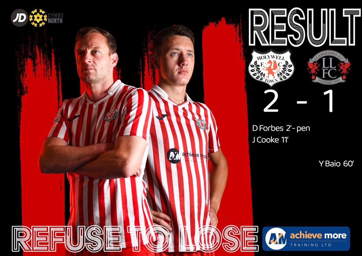 Result - 6 out of 6 points. 
Dave Forbes and Jake Cooke secure the Wellmen's second victory of the campaign.
A second half drive from <a href="/LlandudnoFC/">Llandudno FC</a> Yalany Biao gave the visitors hope, but it wasn't to be. 
We now travel to <a href="/DenbighTownFC/">Denbigh Town FC</a> next Friday night.

#UTW