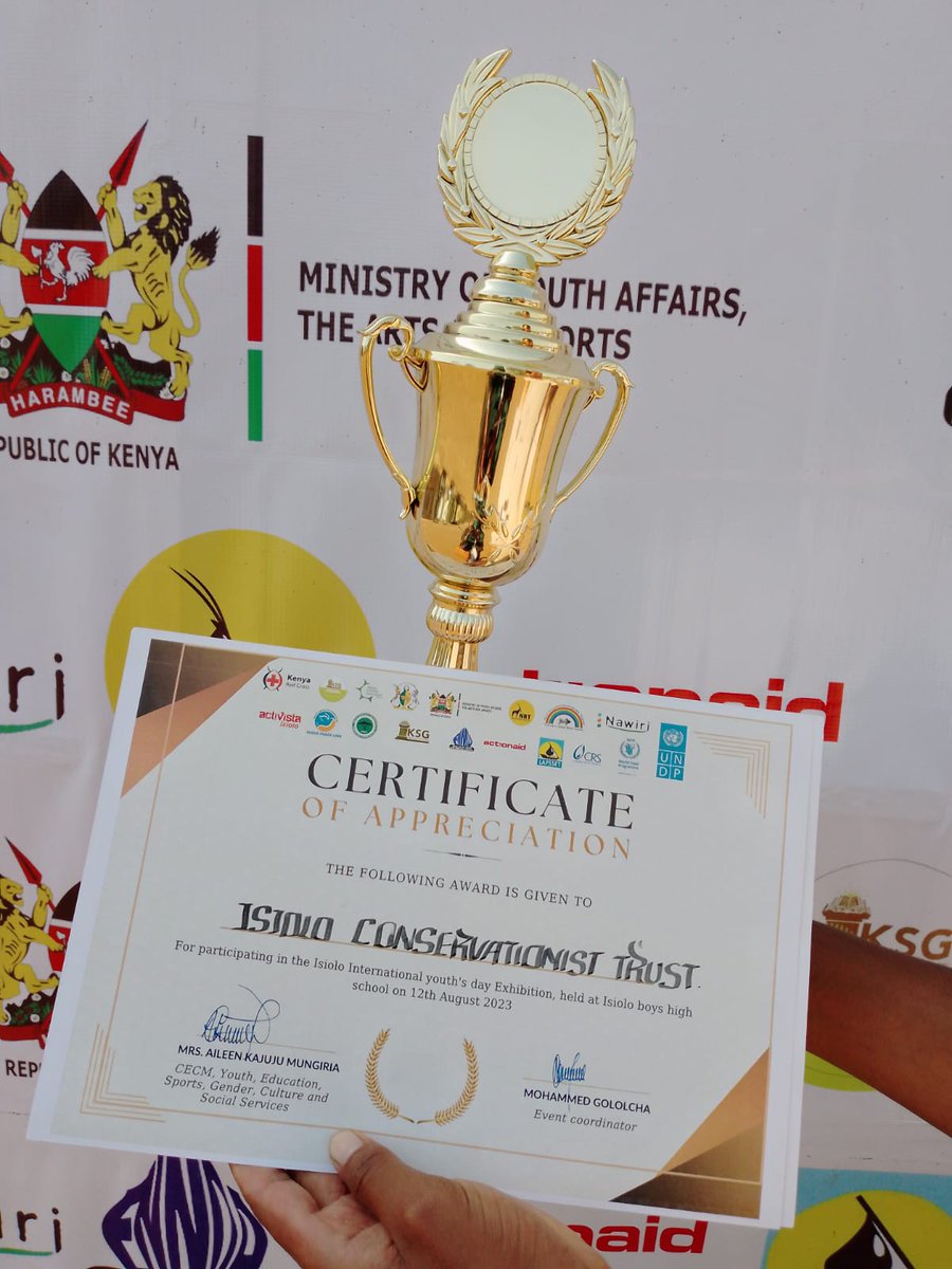 ISIOLO CONSERVATIONISTS TRUST (ICT011) (@ict011) on Twitter photo We are thrilled to be the WINNER OF GREENING INNITIATIVE AWARD in Isiolo county.🏆🌳🌳🌎. The award Ceremony was at Isiolo Boys High school during Isiolo International Youth Day Celebration. #IsioloYouthDay
<a href="/Moses_Thiaine/">Moses_Thuranira</a> <a href="/Ewasonorth/">Ewaso Ng'iro North Development Authority(ENNDA)</a> @isiolopeacelink <a href="/kiptoochemoiwo/">Kiptoo Chemoiwo</a> <a href="/IAmWarima/">Warima Muggi</a> We are thrilled to be the WINNER OF GREENING INNITIATIVE AWARD in Isiolo county.🏆🌳🌳🌎. The award Ceremony was at Isiolo Boys High school during Isiolo International Youth Day Celebration. #IsioloYouthDay
<a href="/Moses_Thiaine/">Moses_Thuranira</a> <a href="/Ewasonorth/">Ewaso Ng'iro North Development Authority(ENNDA)</a> @isiolopeacelink <a href="/kiptoochemoiwo/">Kiptoo Chemoiwo</a> <a href="/IAmWarima/">Warima Muggi</a>