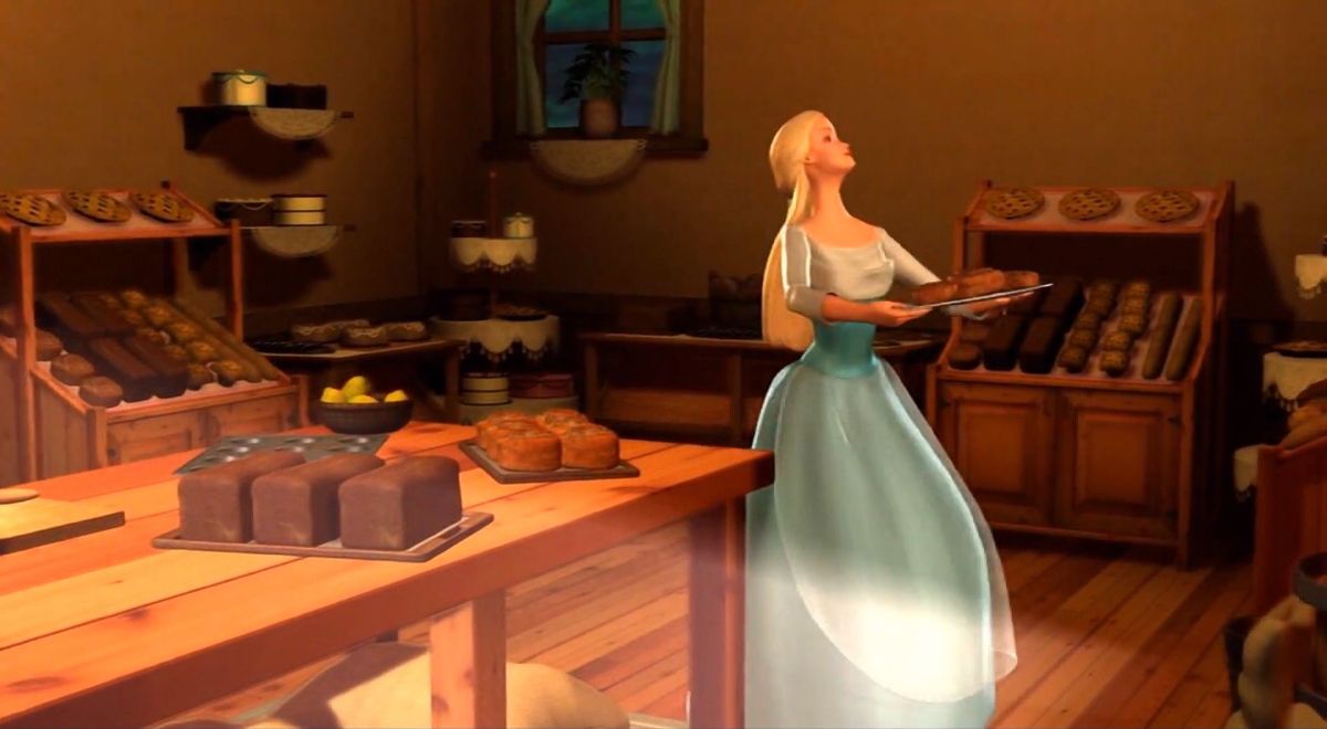 Odette dancing in her father's bakery