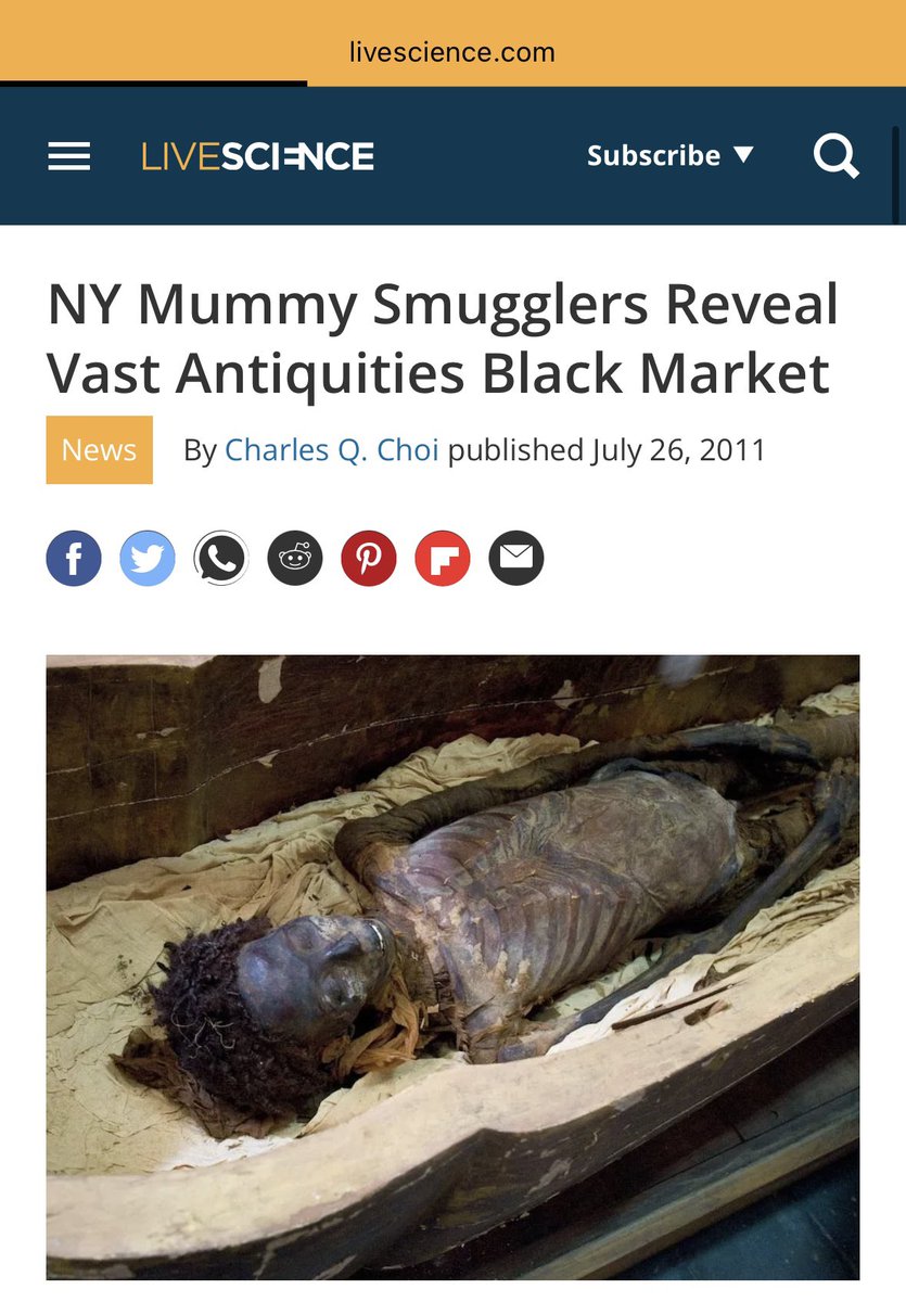 BrightInsight6's tweet photo. The Black Market for Ancient Egyptian Mummies is a ~$3 Billion a YEAR industry

Apparently super wealthy elites flex by decorating living-rooms with these lavishly eclectic statement-pieces  ☠️ 🧟‍♂️ ⚰️ https://t.co/qUHkOUY6f9