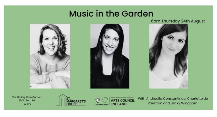 AnnaDrew2's tweet photo. Looking forward to singing @StMargaretsLDN August 24th with @CdePaeztron &amp; @BeckyWingham #gig #EastLondon #outdoorevent For tickets, visit https://t.co/1tOxD8k3iF https://t.co/5P35ZZE5b5